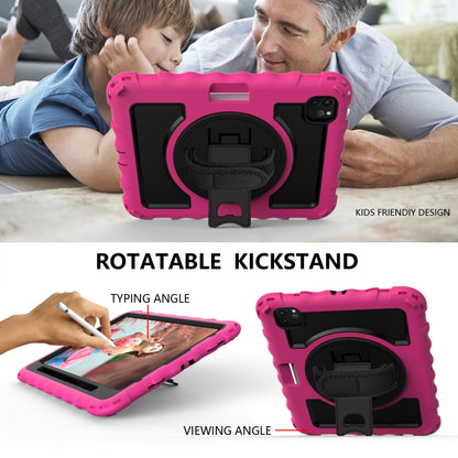 For iPad Pro 11 (2020) PC + Silicone Shockproof Combination Tablet Case with 360 Degree Rotating Holder & Handle(Hot Pink) - iPad Pro 11 (2020) Cases by buy2fix | Online Shopping UK | buy2fix