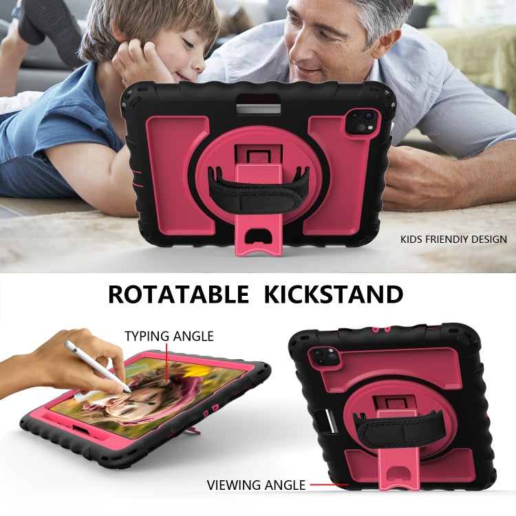 For iPad Pro 11 (2020) PC + Silicone Shockproof Combination Tablet Case with 360 Degree Rotating Holder & Handle(Black+Hot Pink) - iPad Pro 11 (2020) Cases by buy2fix | Online Shopping UK | buy2fix