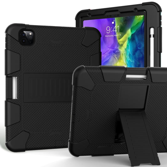 For iPad Pro 11 (2020) Shockproof Two-Color Silicone Protection Tablet Case with Holder & Pen Slot(Black) - iPad Pro 11 (2020) Cases by buy2fix | Online Shopping UK | buy2fix