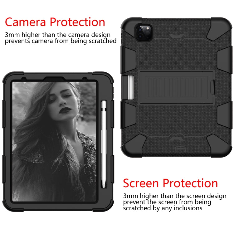 For iPad Pro 11 (2020) Shockproof Two-Color Silicone Protection Tablet Case with Holder & Pen Slot(Black) - iPad Pro 11 (2020) Cases by buy2fix | Online Shopping UK | buy2fix