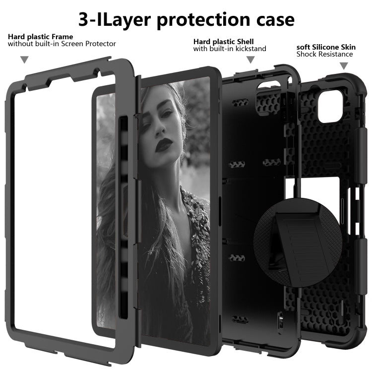 For iPad Pro 11 (2020) Shockproof Two-Color Silicone Protection Tablet Case with Holder & Pen Slot(Black) - iPad Pro 11 (2020) Cases by buy2fix | Online Shopping UK | buy2fix