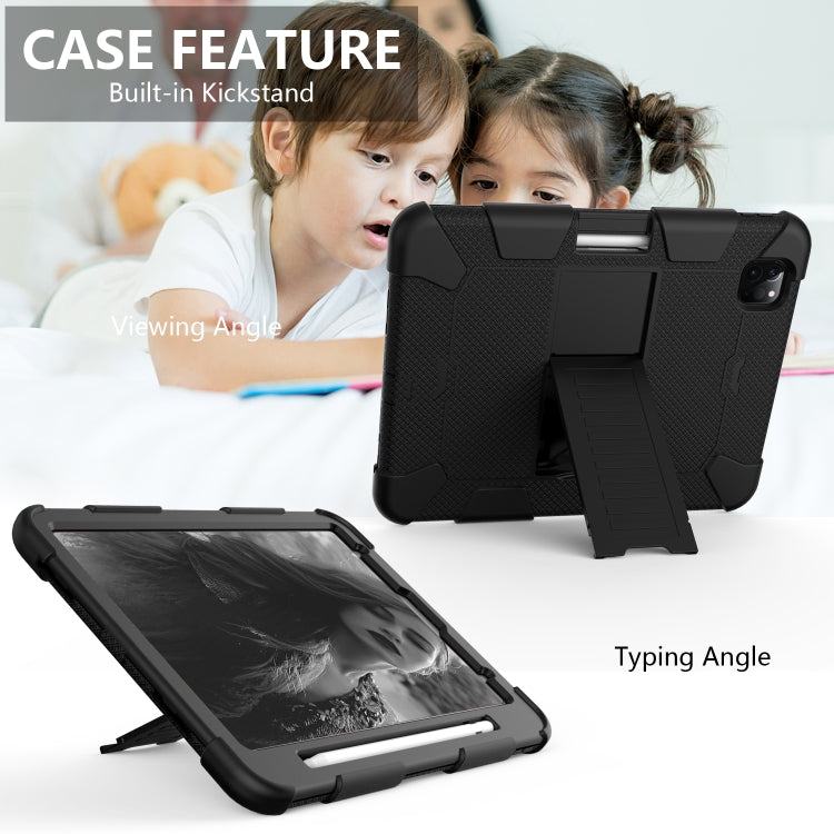 For iPad Pro 11 (2020) Shockproof Two-Color Silicone Protection Tablet Case with Holder & Pen Slot(Black) - iPad Pro 11 (2020) Cases by buy2fix | Online Shopping UK | buy2fix