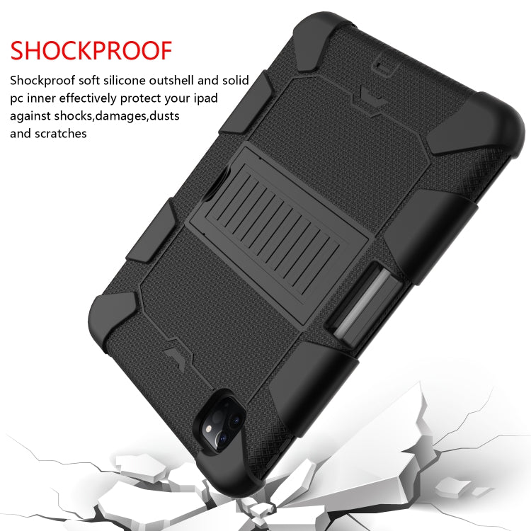 For iPad Pro 11 (2020) Shockproof Two-Color Silicone Protection Tablet Case with Holder & Pen Slot(Black) - iPad Pro 11 (2020) Cases by buy2fix | Online Shopping UK | buy2fix