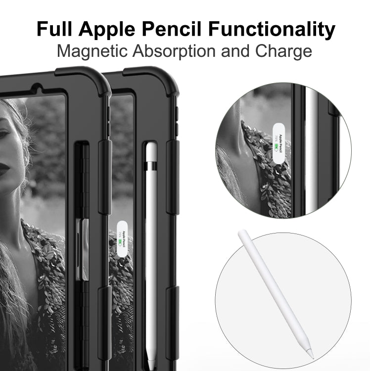 For iPad Pro 11 (2020) Shockproof Two-Color Silicone Protection Tablet Case with Holder & Pen Slot(Black) - iPad Pro 11 (2020) Cases by buy2fix | Online Shopping UK | buy2fix