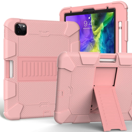 For iPad Pro 11 (2020) Shockproof Two-Color Silicone Protection Tablet Case with Holder & Pen Slot(Rose Gold) - iPad Pro 11 (2020) Cases by buy2fix | Online Shopping UK | buy2fix