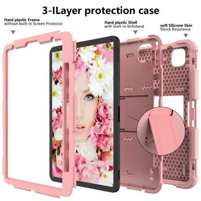 For iPad Pro 11 (2020) Shockproof Two-Color Silicone Protection Tablet Case with Holder & Pen Slot(Rose Gold) - iPad Pro 11 (2020) Cases by buy2fix | Online Shopping UK | buy2fix