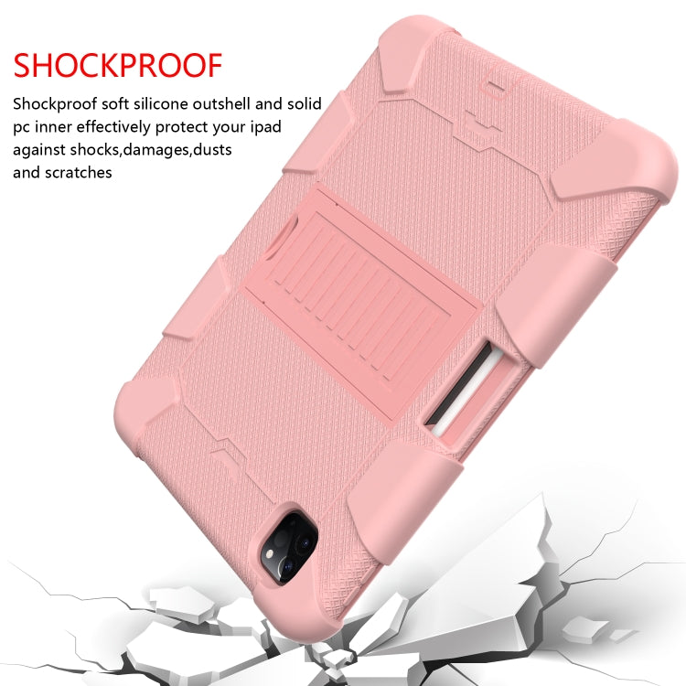 For iPad Pro 11 (2020) Shockproof Two-Color Silicone Protection Tablet Case with Holder & Pen Slot(Rose Gold) - iPad Pro 11 (2020) Cases by buy2fix | Online Shopping UK | buy2fix