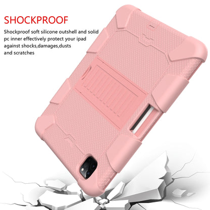 For iPad Pro 11 (2020) Shockproof Two-Color Silicone Protection Tablet Case with Holder & Pen Slot(Rose Gold) - iPad Pro 11 (2020) Cases by buy2fix | Online Shopping UK | buy2fix