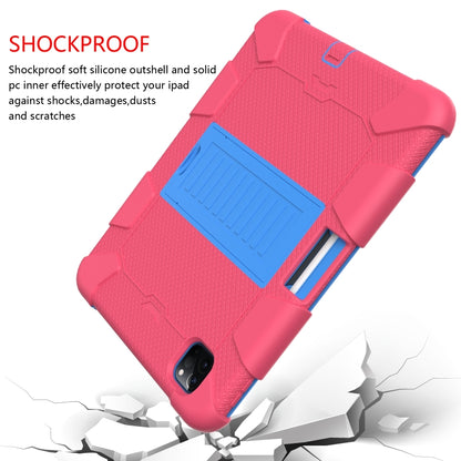 For iPad Pro 11 (2020) Shockproof Two-Color Silicone Protection Tablet Case with Holder & Pen Slot(Hot Pink+Blue) - iPad Pro 11 (2020) Cases by buy2fix | Online Shopping UK | buy2fix