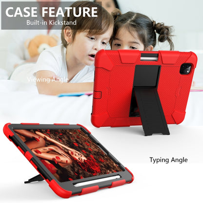 For iPad Pro 11 (2020) Shockproof Two-Color Silicone Protection Tablet Case with Holder & Pen Slot(Red+Black) - iPad Pro 11 (2020) Cases by buy2fix | Online Shopping UK | buy2fix