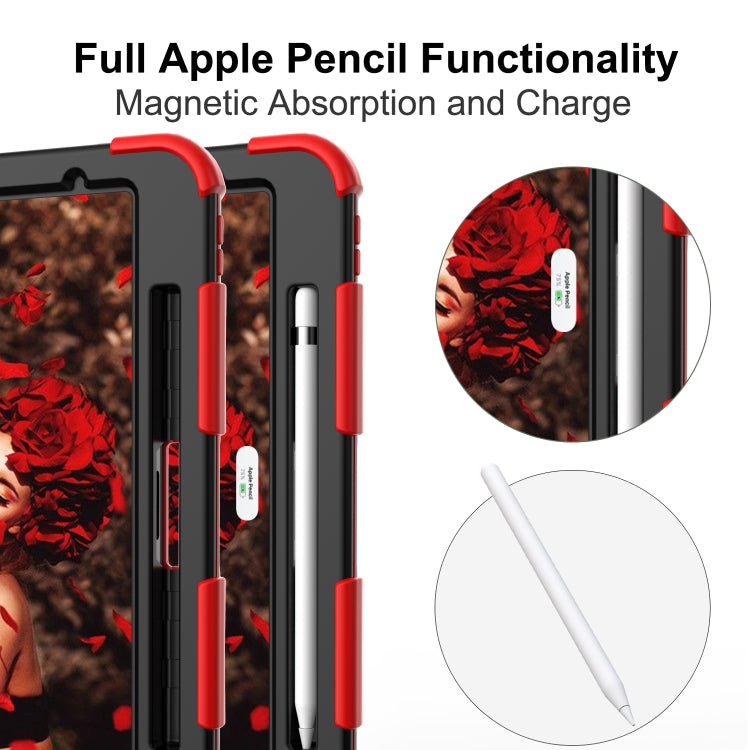 For iPad Pro 11 (2020) Shockproof Two-Color Silicone Protection Tablet Case with Holder & Pen Slot(Red+Black) - iPad Pro 11 (2020) Cases by buy2fix | Online Shopping UK | buy2fix