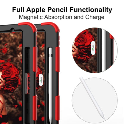 For iPad Pro 11 (2020) Shockproof Two-Color Silicone Protection Tablet Case with Holder & Pen Slot(Red+Black) - iPad Pro 11 (2020) Cases by buy2fix | Online Shopping UK | buy2fix