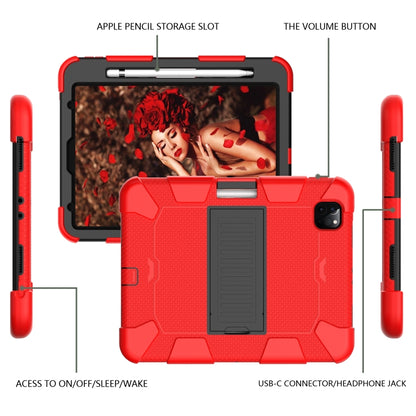 For iPad Pro 11 (2020) Shockproof Two-Color Silicone Protection Tablet Case with Holder & Pen Slot(Red+Black) - iPad Pro 11 (2020) Cases by buy2fix | Online Shopping UK | buy2fix