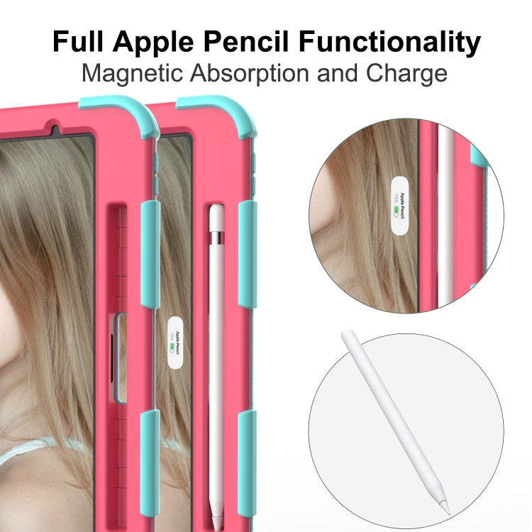 For iPad Pro 11 (2020) Shockproof Two-Color Silicone Protection Tablet Case with Holder & Pen Slot(Aqua+Hot Pink) - iPad Pro 11 (2020) Cases by buy2fix | Online Shopping UK | buy2fix