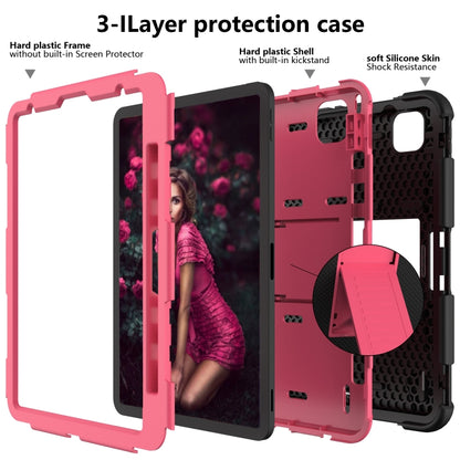 For iPad Pro 11 (2020) Shockproof Two-Color Silicone Protection Tablet Case with Holder & Pen Slot(Black+Hot Pink) - iPad Pro 11 (2020) Cases by buy2fix | Online Shopping UK | buy2fix