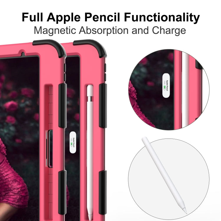 For iPad Pro 11 (2020) Shockproof Two-Color Silicone Protection Tablet Case with Holder & Pen Slot(Black+Hot Pink) - iPad Pro 11 (2020) Cases by buy2fix | Online Shopping UK | buy2fix