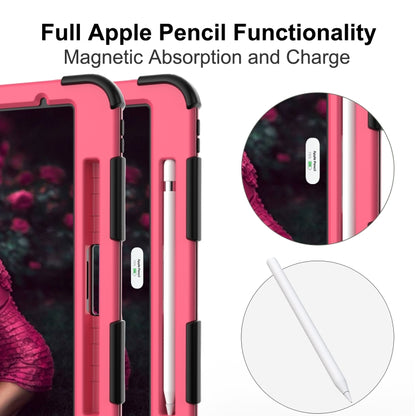 For iPad Pro 11 (2020) Shockproof Two-Color Silicone Protection Tablet Case with Holder & Pen Slot(Black+Hot Pink) - iPad Pro 11 (2020) Cases by buy2fix | Online Shopping UK | buy2fix