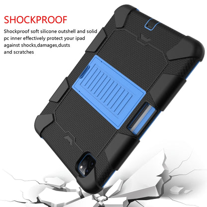 For iPad Pro 11 (2020) Shockproof Two-Color Silicone Protection Tablet Case with Holder & Pen Slot(Black+Blue) - iPad Pro 11 (2020) Cases by buy2fix | Online Shopping UK | buy2fix