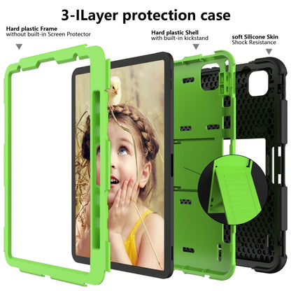 For iPad Pro 11 (2020) Shockproof Two-Color Silicone Protection Tablet Case with Holder & Pen Slot(Black+Olivine) - iPad Pro 11 (2020) Cases by buy2fix | Online Shopping UK | buy2fix