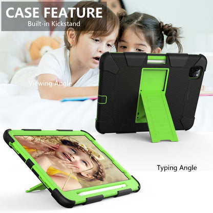 For iPad Pro 11 (2020) Shockproof Two-Color Silicone Protection Tablet Case with Holder & Pen Slot(Black+Olivine) - iPad Pro 11 (2020) Cases by buy2fix | Online Shopping UK | buy2fix
