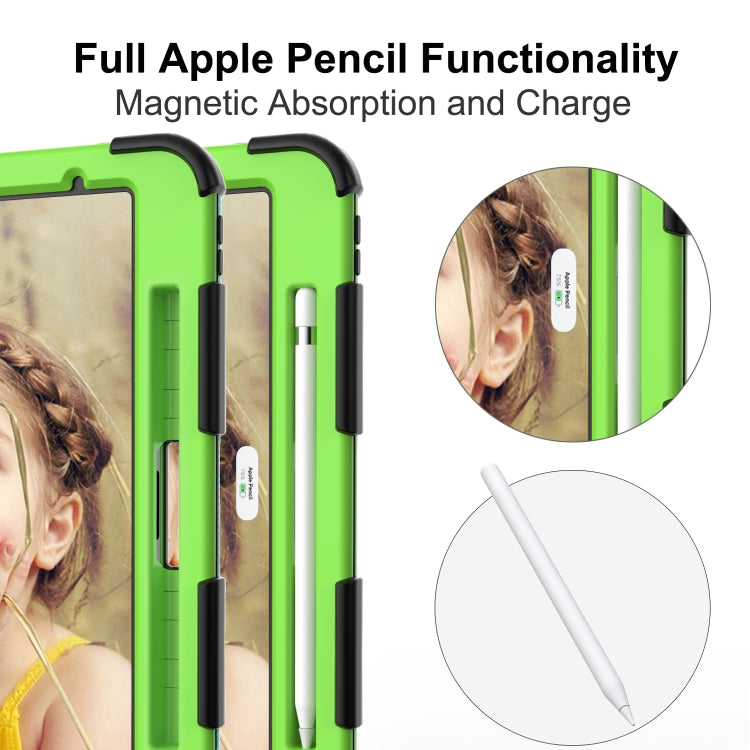For iPad Pro 11 (2020) Shockproof Two-Color Silicone Protection Tablet Case with Holder & Pen Slot(Black+Olivine) - iPad Pro 11 (2020) Cases by buy2fix | Online Shopping UK | buy2fix