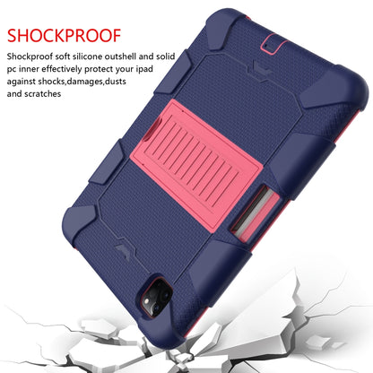 For iPad Pro 11 (2020) Shockproof Two-Color Silicone Protection Tablet Case with Holder & Pen Slot(Navy+Hot Pink) - iPad Pro 11 (2020) Cases by buy2fix | Online Shopping UK | buy2fix