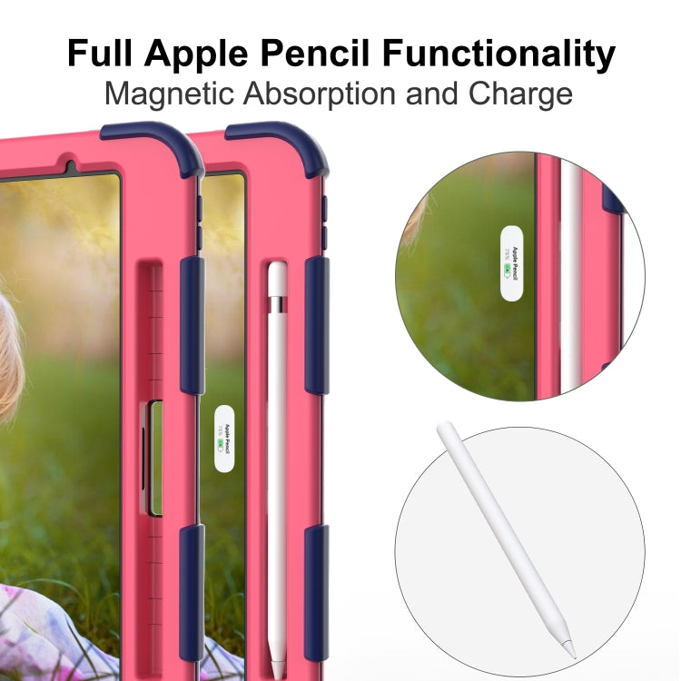For iPad Pro 11 (2020) Shockproof Two-Color Silicone Protection Tablet Case with Holder & Pen Slot(Navy+Hot Pink) - iPad Pro 11 (2020) Cases by buy2fix | Online Shopping UK | buy2fix