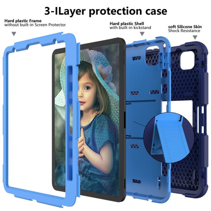 For iPad Pro 11 (2020) Shockproof Two-Color Silicone Protection Tablet Case with Holder & Pen Slot(Navy+Blue) - iPad Pro 11 (2020) Cases by buy2fix | Online Shopping UK | buy2fix