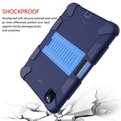 For iPad Pro 11 (2020) Shockproof Two-Color Silicone Protection Tablet Case with Holder & Pen Slot(Navy+Blue) - iPad Pro 11 (2020) Cases by buy2fix | Online Shopping UK | buy2fix