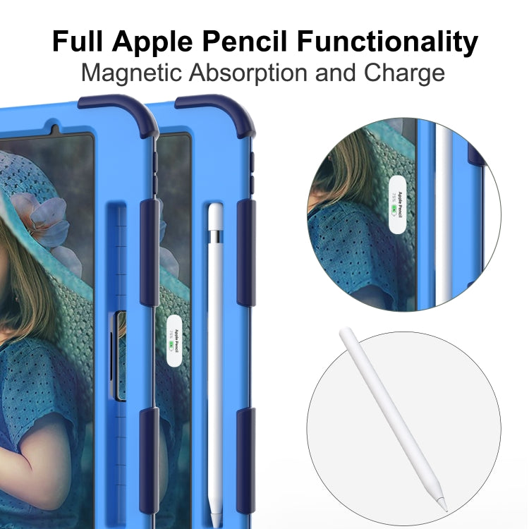 For iPad Pro 11 (2020) Shockproof Two-Color Silicone Protection Tablet Case with Holder & Pen Slot(Navy+Blue) - iPad Pro 11 (2020) Cases by buy2fix | Online Shopping UK | buy2fix