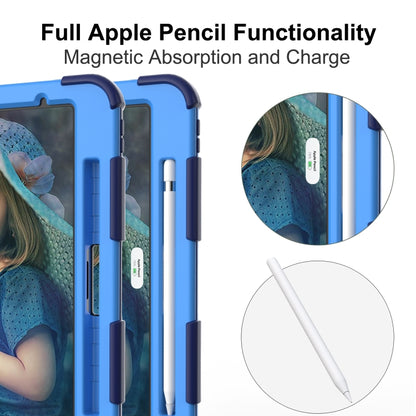 For iPad Pro 11 (2020) Shockproof Two-Color Silicone Protection Tablet Case with Holder & Pen Slot(Navy+Blue) - iPad Pro 11 (2020) Cases by buy2fix | Online Shopping UK | buy2fix