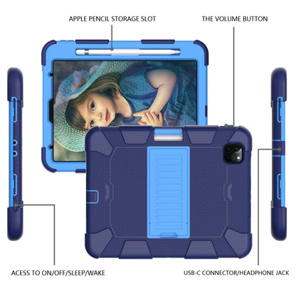 For iPad Pro 11 (2020) Shockproof Two-Color Silicone Protection Tablet Case with Holder & Pen Slot(Navy+Blue) - iPad Pro 11 (2020) Cases by buy2fix | Online Shopping UK | buy2fix