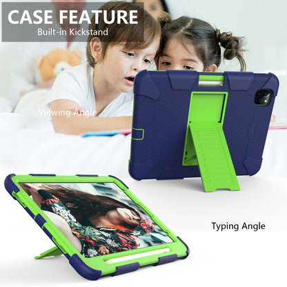 For iPad Pro 11 (2020) Shockproof Two-Color Silicone Protection Tablet Case with Holder & Pen Slot(Navy+Olivine) - iPad Pro 11 (2020) Cases by buy2fix | Online Shopping UK | buy2fix