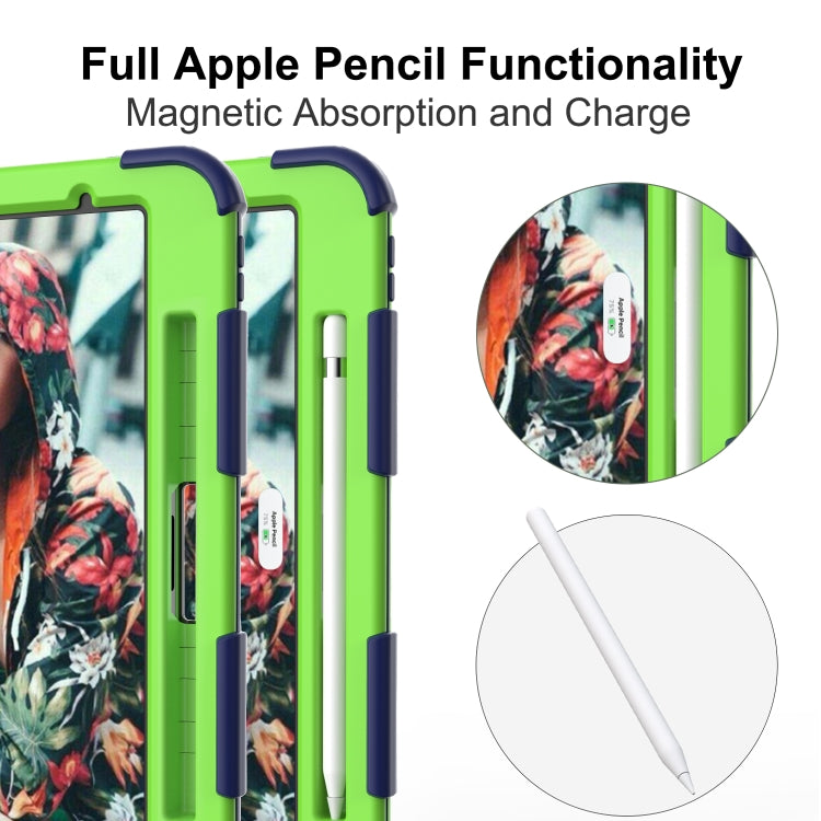 For iPad Pro 11 (2020) Shockproof Two-Color Silicone Protection Tablet Case with Holder & Pen Slot(Navy+Olivine) - iPad Pro 11 (2020) Cases by buy2fix | Online Shopping UK | buy2fix