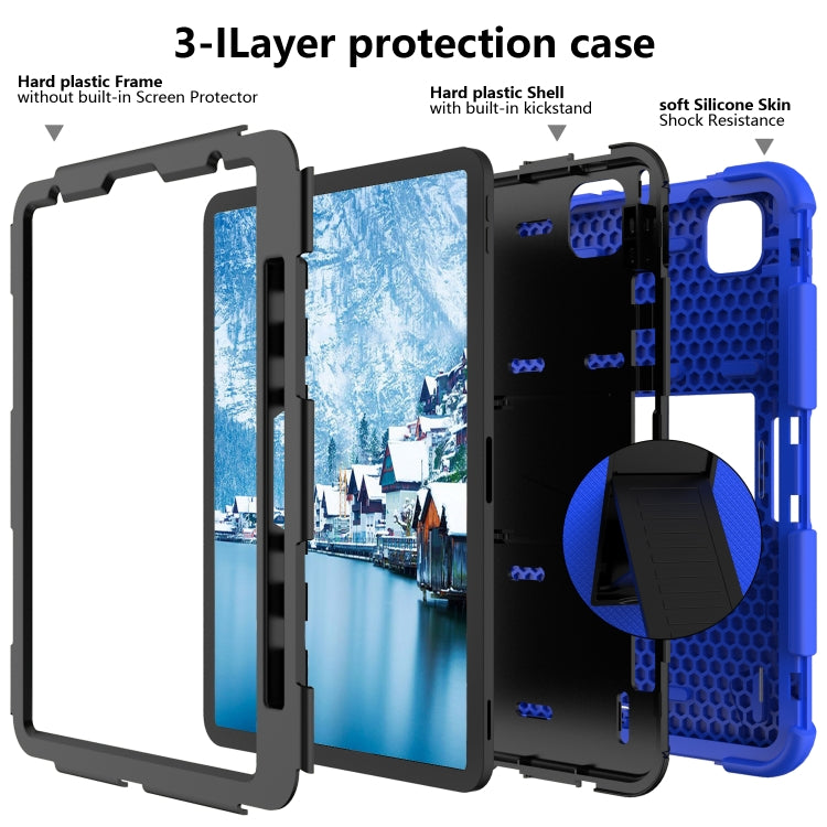 For iPad Pro 11 (2020) Shockproof Two-Color Silicone Protection Tablet Case with Holder & Pen Slot(Blue+Black) - iPad Pro 11 (2020) Cases by buy2fix | Online Shopping UK | buy2fix