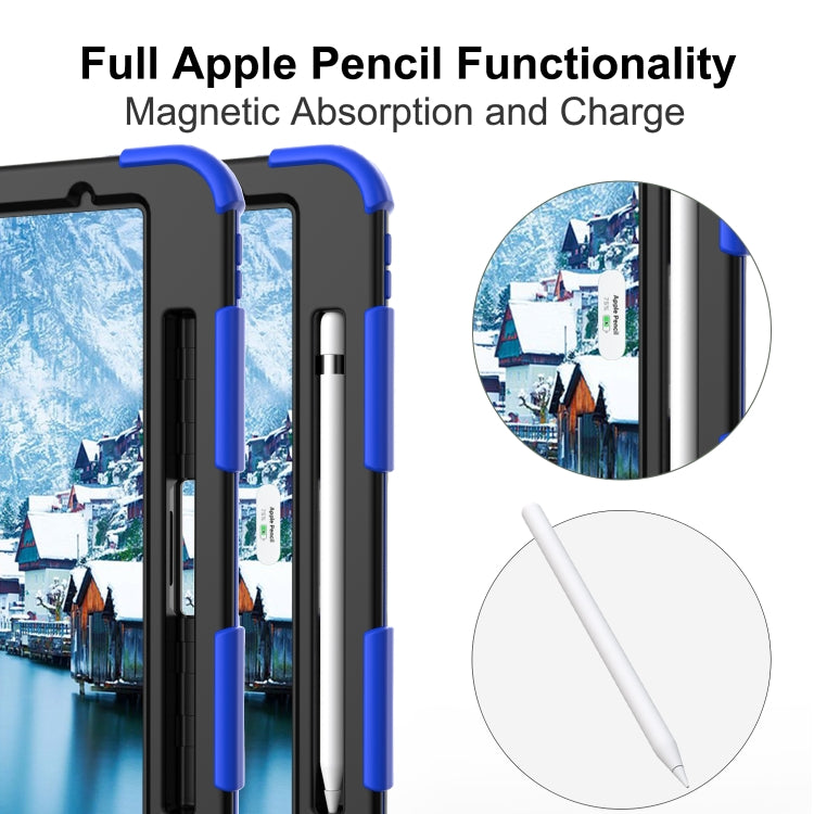 For iPad Pro 11 (2020) Shockproof Two-Color Silicone Protection Tablet Case with Holder & Pen Slot(Blue+Black) - iPad Pro 11 (2020) Cases by buy2fix | Online Shopping UK | buy2fix