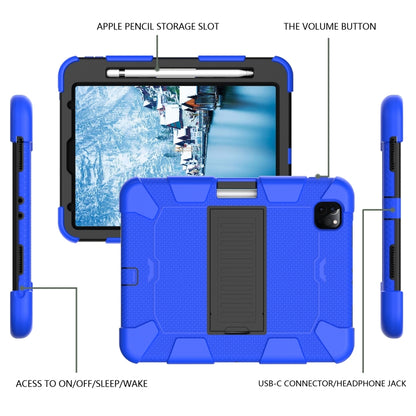 For iPad Pro 11 (2020) Shockproof Two-Color Silicone Protection Tablet Case with Holder & Pen Slot(Blue+Black) - iPad Pro 11 (2020) Cases by buy2fix | Online Shopping UK | buy2fix