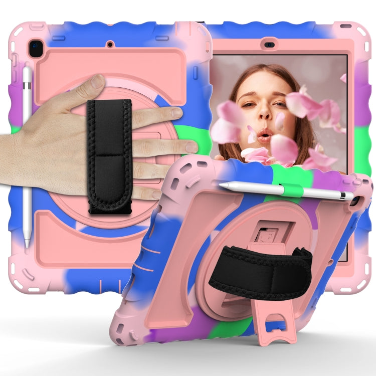 For iPad 9.7 (2018) & (2017) 360 Degree Rotation PC + Silicone Shockproof Combination Case with Holder & Hand Grip Strap & Neck Strap(Colorful+Rose Gold) - iPad 9.7 (2018) & (2017) Cases by buy2fix | Online Shopping UK | buy2fix