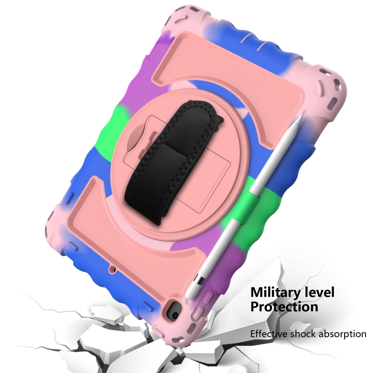 For iPad 9.7 (2018) & (2017) 360 Degree Rotation PC + Silicone Shockproof Combination Case with Holder & Hand Grip Strap & Neck Strap(Colorful+Rose Gold) - iPad 9.7 (2018) & (2017) Cases by buy2fix | Online Shopping UK | buy2fix