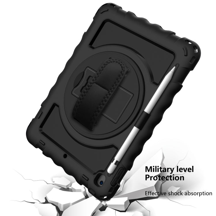 For iPad 9.7 (2018) & (2017) 360 Degree Rotation PC + Silicone Shockproof Combination Case with Holder & Hand Grip Strap & Neck Strap(Black) - iPad 9.7 (2018) & (2017) Cases by buy2fix | Online Shopping UK | buy2fix