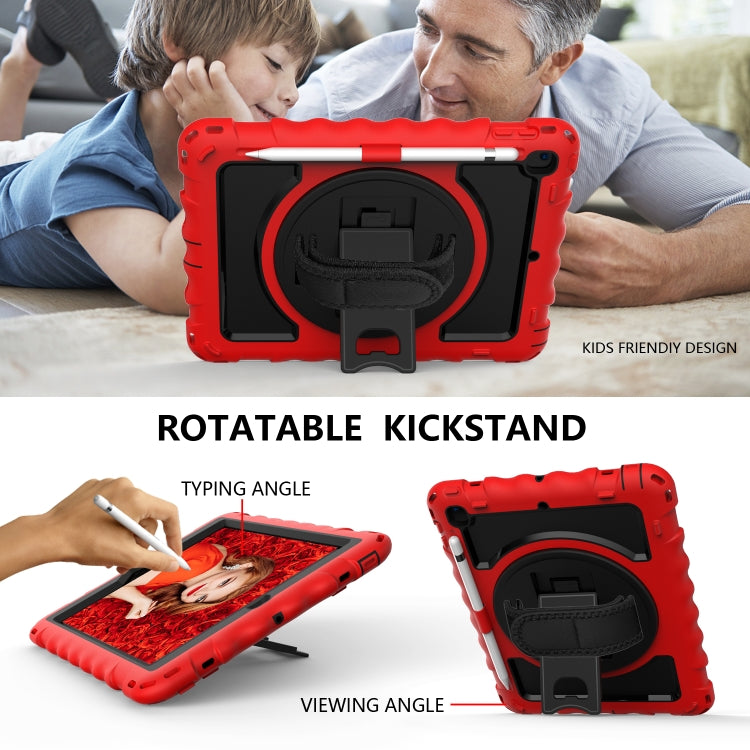 For iPad 9.7 (2018) & (2017) 360 Degree Rotation PC + Silicone Shockproof Combination Case with Holder & Hand Grip Strap & Neck Strap(Red) - iPad 9.7 (2018) & (2017) Cases by buy2fix | Online Shopping UK | buy2fix