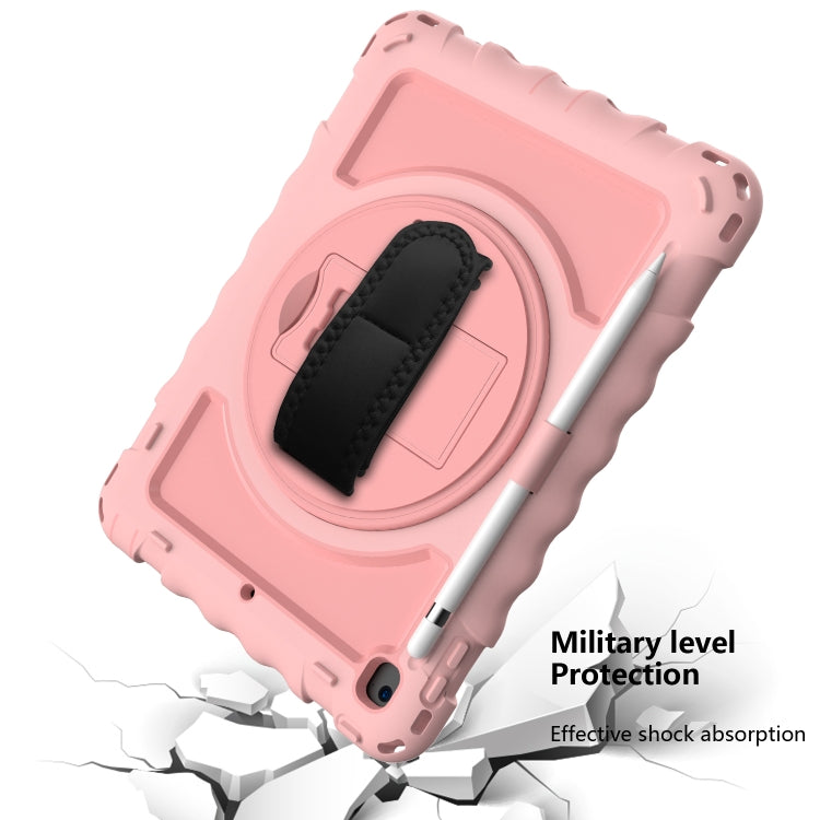 For iPad 9.7 (2018) & (2017) 360 Degree Rotation PC + Silicone Shockproof Combination Case with Holder & Hand Grip Strap & Neck Strap(Rose Gold) - iPad 9.7 (2018) & (2017) Cases by buy2fix | Online Shopping UK | buy2fix