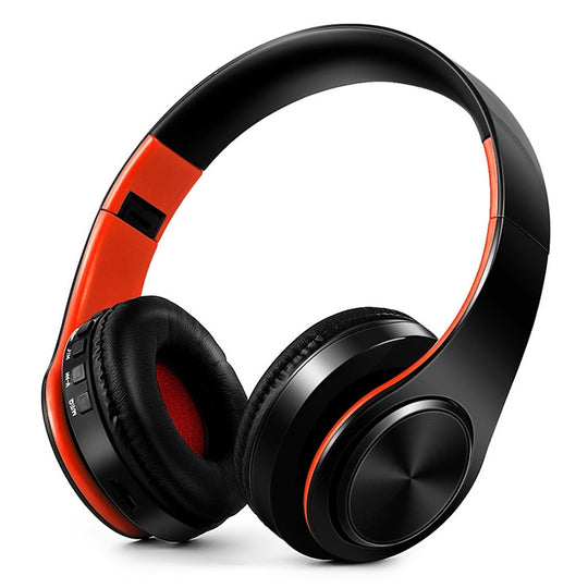 B7 Wireless Bluetooth Headset Foldable Headphone Adjustable Earphones with Microphone(Black Red)