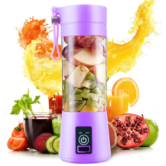 USB Rechargeable Electric Automatic Vegetable Fruit Citrus Orange Juice Maker Cup Mixer Bottle (380ML)(4 Blades Purple) - Electric juicers by buy2fix | Online Shopping UK | buy2fix