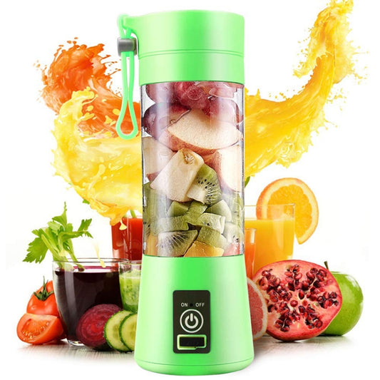 USB Rechargeable Electric Automatic Vegetable Fruit Citrus Orange Juice Maker Cup Mixer Bottle (380ML)(4 Blades Green) - Electric juicers by buy2fix | Online Shopping UK | buy2fix
