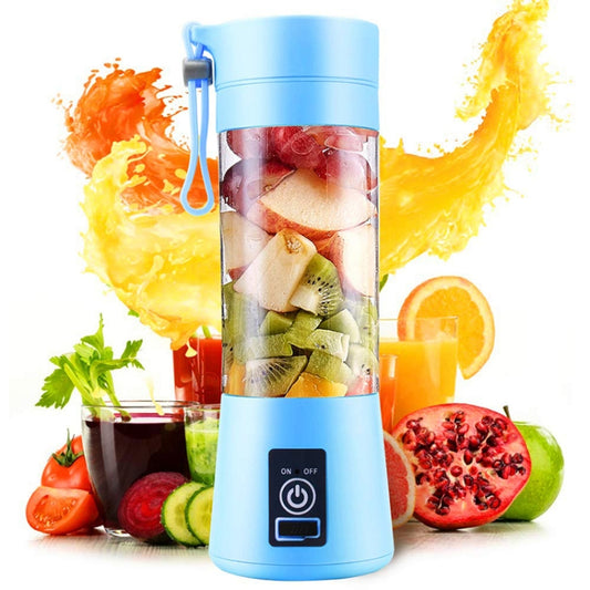 USB Rechargeable Electric Automatic Vegetable Fruit Citrus Orange Juice Maker Cup Mixer Bottle (380ML 2 Blender)(2 Blades  Blue) - Electric juicers by buy2fix | Online Shopping UK | buy2fix