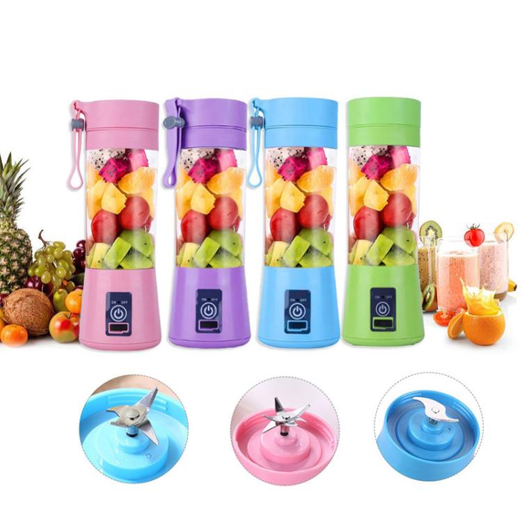 USB Rechargeable Electric Automatic Vegetable Fruit Citrus Orange Juice Maker Cup Mixer Bottle (380ML)(2 Blades Purple) - Electric juicers by buy2fix | Online Shopping UK | buy2fix