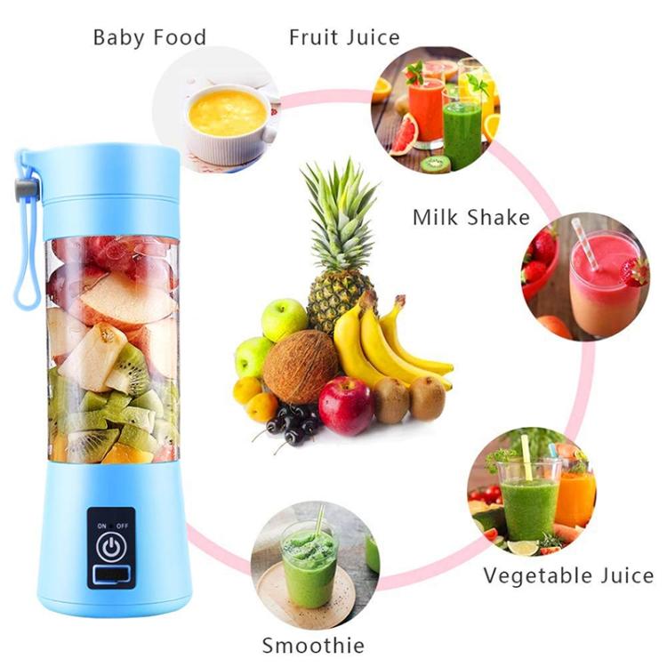 USB Rechargeable Electric Automatic Vegetable Fruit Citrus Orange Juice Maker Cup Mixer Bottle (380ML)(2 Blades Purple) - Electric juicers by buy2fix | Online Shopping UK | buy2fix