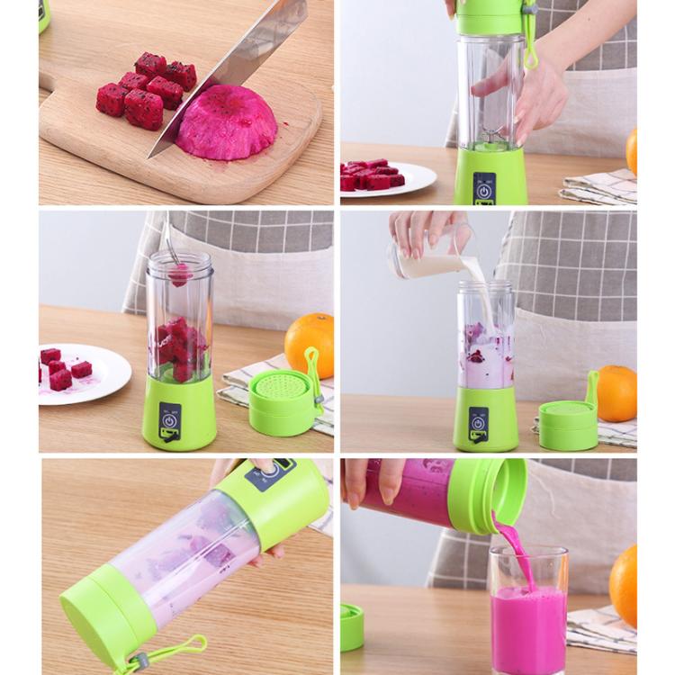 USB Rechargeable Electric Automatic Vegetable Fruit Citrus Orange Juice Maker Cup Mixer Bottle (380ML)(2 Blades Purple) - Electric juicers by buy2fix | Online Shopping UK | buy2fix