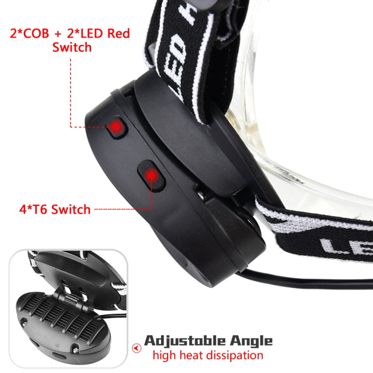 30000 LM 4 × XML-T6 + 2 × COB + 2 × Red LED Head Lamp Flashlight Torch Lantern - Headlamp by buy2fix | Online Shopping UK | buy2fix